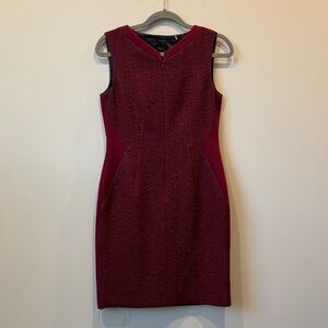 Tahari Maroon Textured “Kyle” Sleeveless Mini Dress size 8 NWOT